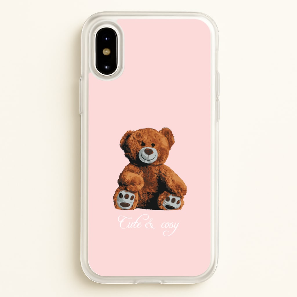 Cute And Cosy Teddy Bear - Clean Girl Aesthetic Phone Case for iPhone X / XS