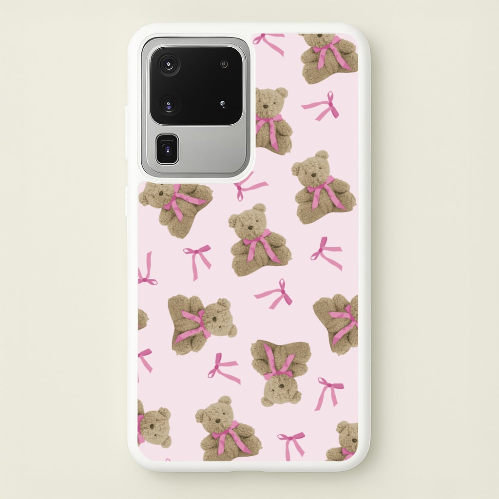 Coquette Teddy Bears And Bows Pattern  - Clean Girl Aesthetic Phone Case for Galaxy S20 Ultra