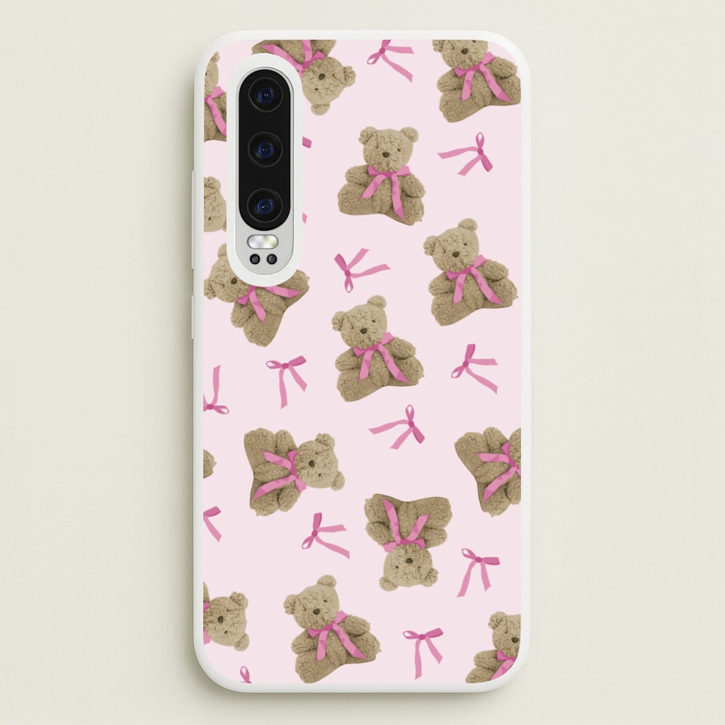Coquette Teddy Bears And Bows Pattern - Clean Girl Aesthetic Phone Case for Huawei P30