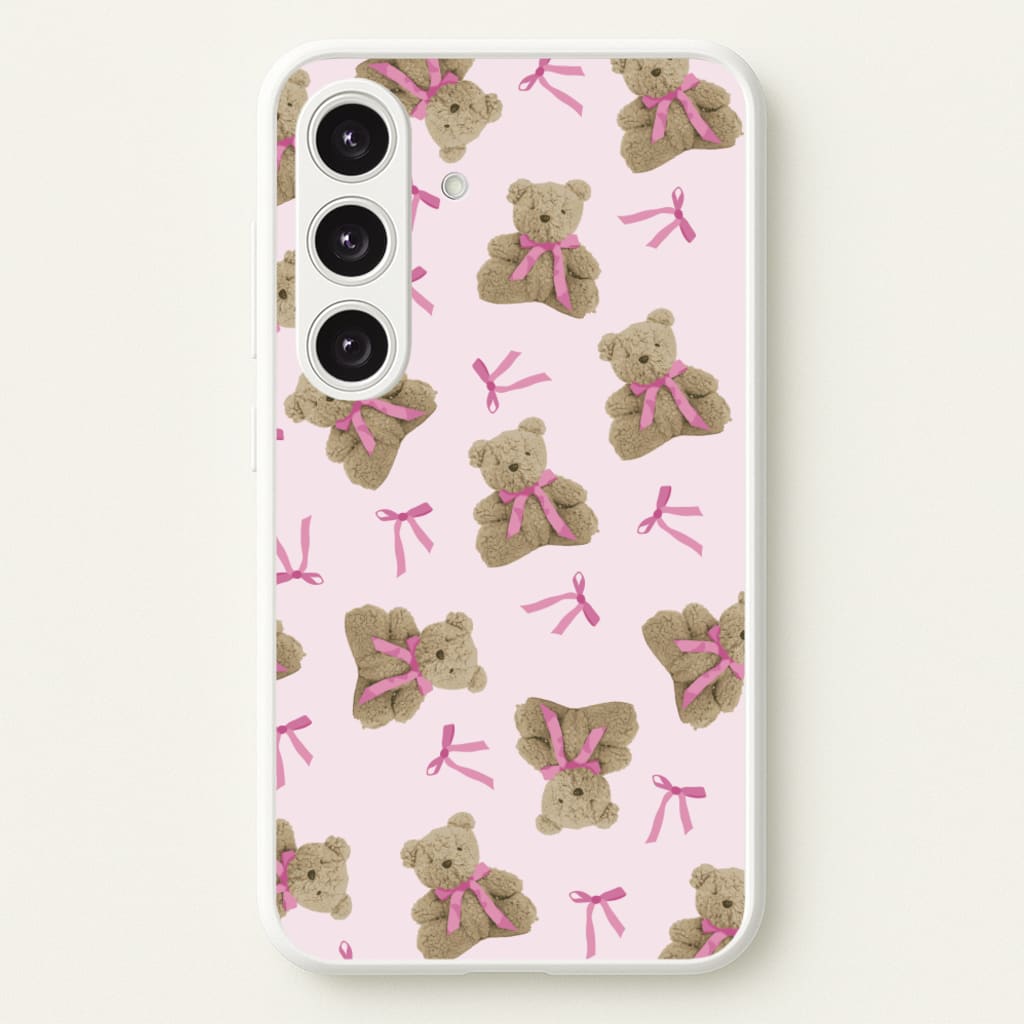 Coquette Teddy Bears And Bows Pattern - Clean Girl Aesthetic Phone Case for Galaxy S25 Plus