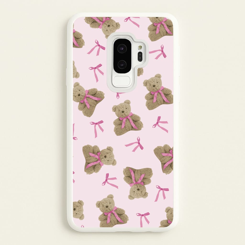 Coquette Teddy Bears And Bows Pattern - Clean Girl Aesthetic Phone Case for Galaxy S9 Plus