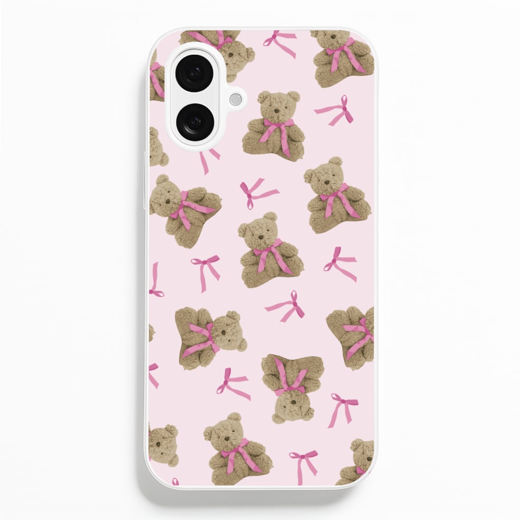 Coquette Teddy Bears And Bows Pattern - Clean Girl Aesthetic Phone Case for iPhone 16 Plus