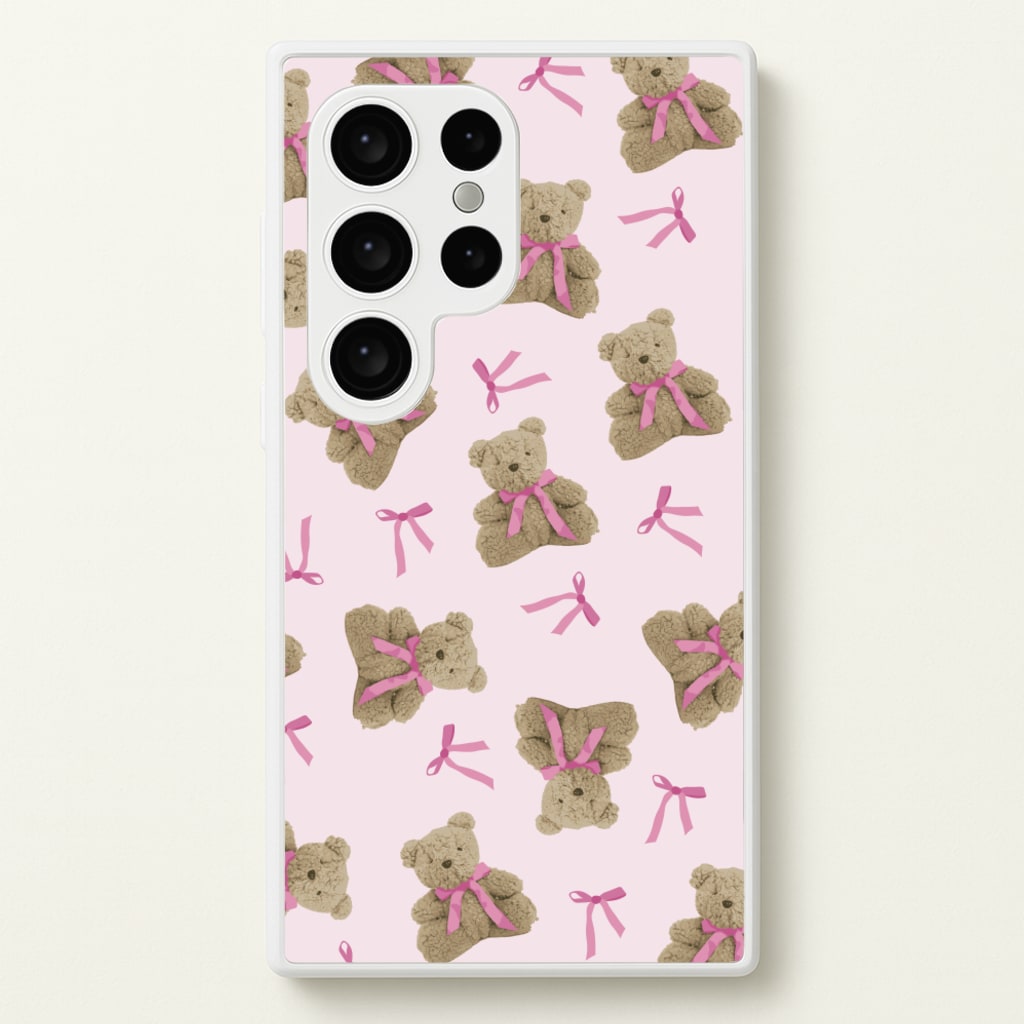 Coquette Teddy Bears And Bows Pattern - Clean Girl Aesthetic Phone Case for Galaxy S24 Ultra