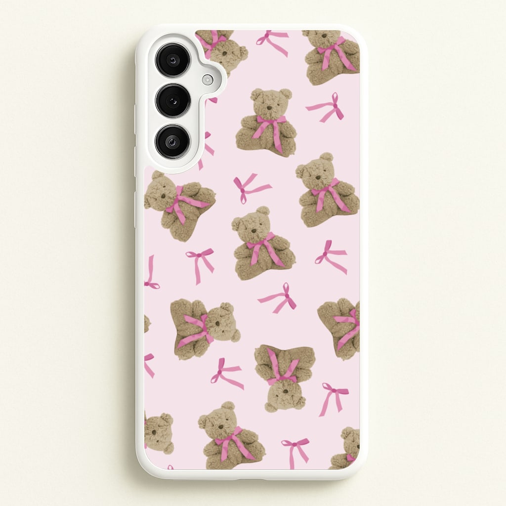 Coquette Teddy Bears And Bows Pattern - Clean Girl Aesthetic Phone Case for Galaxy A36