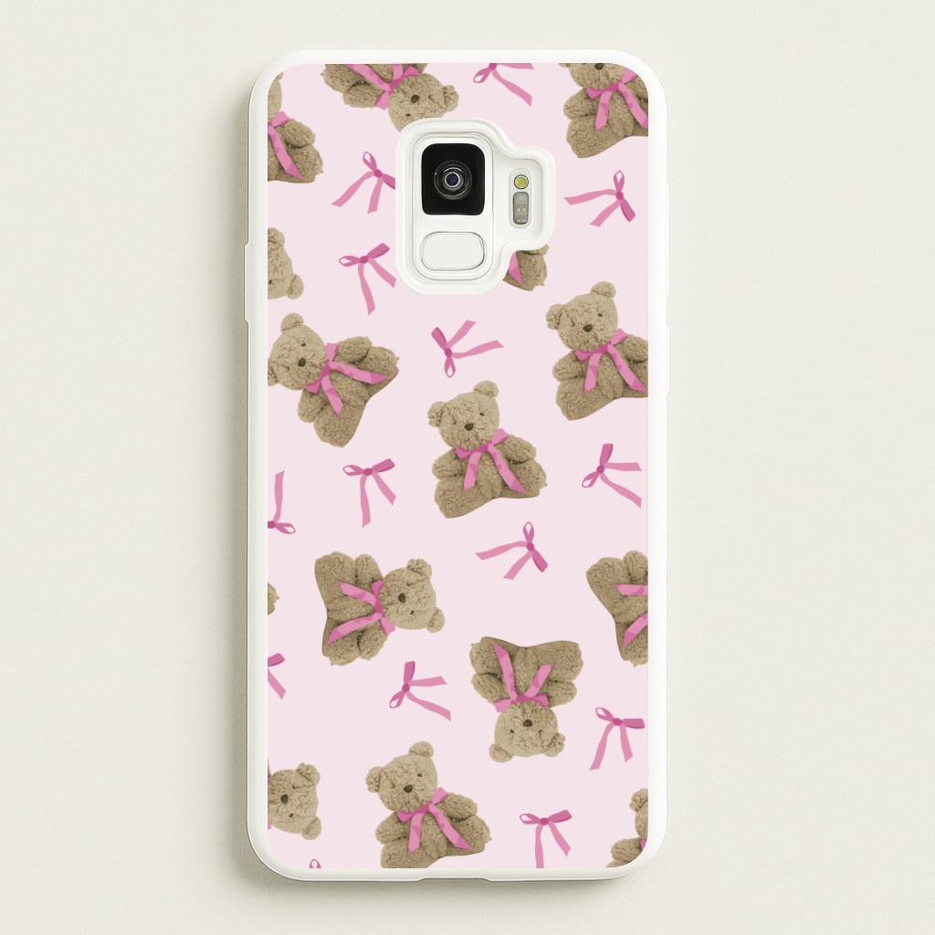 Coquette Teddy Bears And Bows Pattern - Clean Girl Aesthetic Phone Case for Galaxy S9