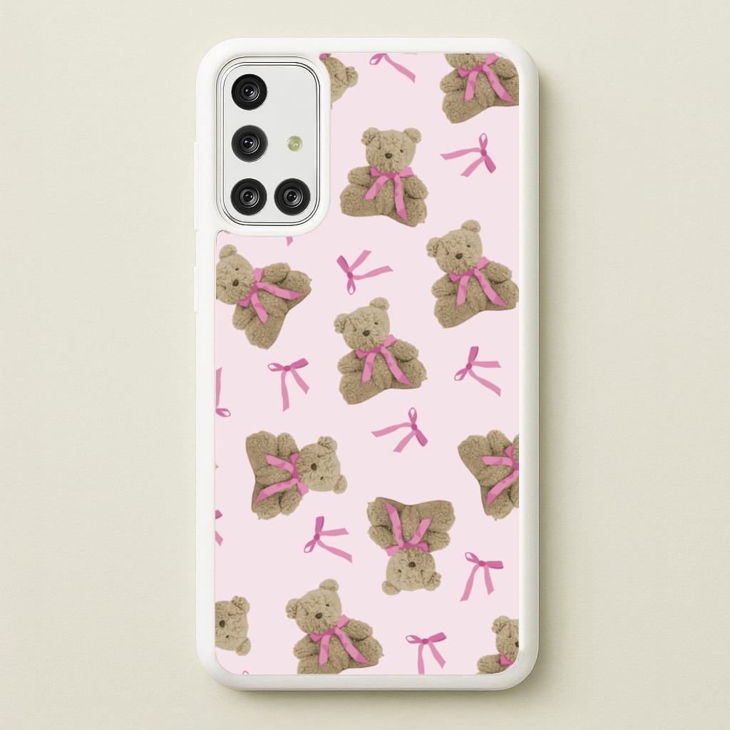 Coquette Teddy Bears And Bows Pattern - Clean Girl Aesthetic Phone Case for Galaxy A71