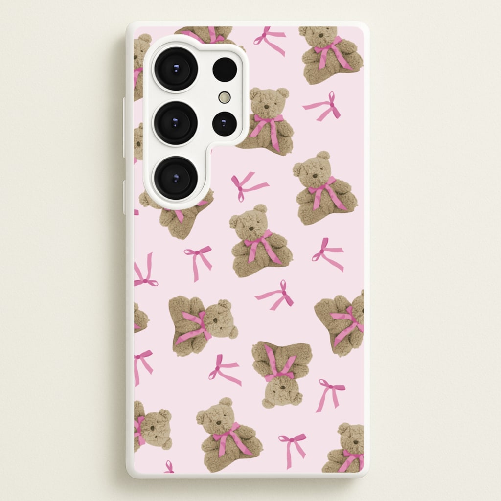Coquette Teddy Bears And Bows Pattern - Clean Girl Aesthetic Phone Case for Galaxy S25 Ultra