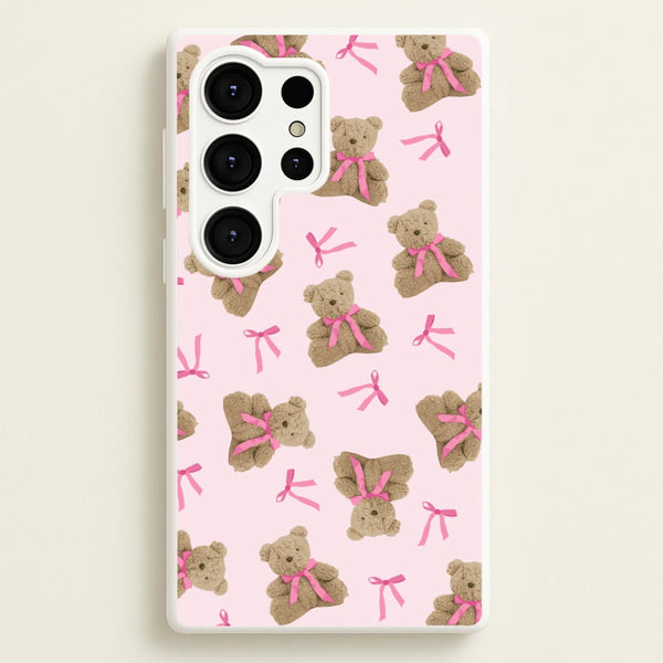 Coquette Teddy Bears And Bows Pattern - Clean Girl Aesthetic Phone Case for Galaxy S25 Ultra