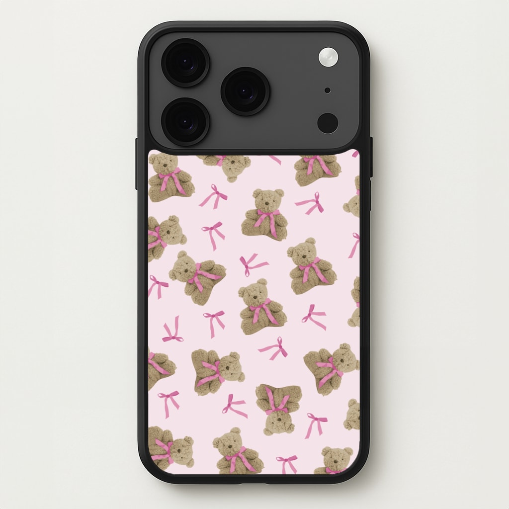 Coquette Teddy Bears And Bows Pattern Phone Case for iPhone 17 Pro Max