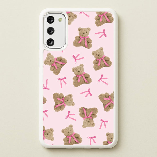 Coquette Teddy Bears And Bows Pattern - Clean Girl Aesthetic Phone Case for Galaxy S20FE