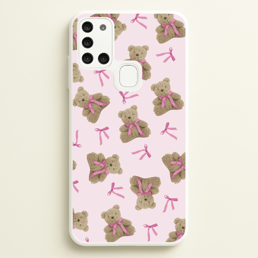 Coquette Teddy Bears And Bows Pattern - Clean Girl Aesthetic Phone Case for Galaxy A21s