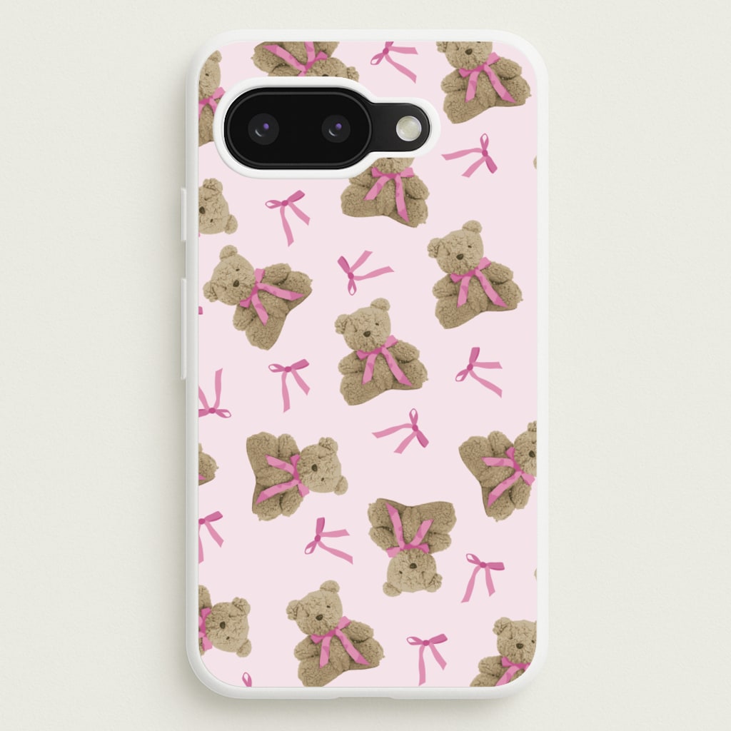 Coquette Teddy Bears And Bows Pattern - Clean Girl Aesthetic Phone Case for Google Pixel 9a