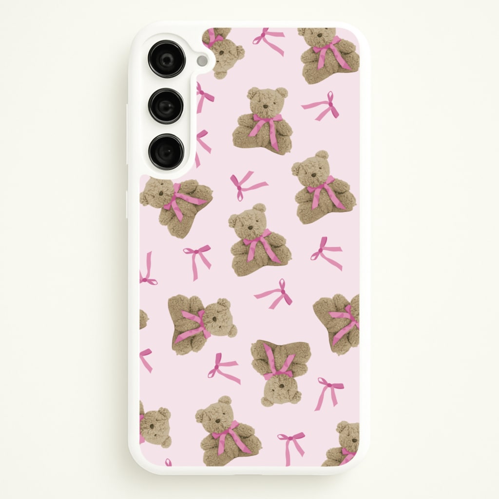 Coquette Teddy Bears And Bows Pattern - Clean Girl Aesthetic Phone Case for Galaxy S23