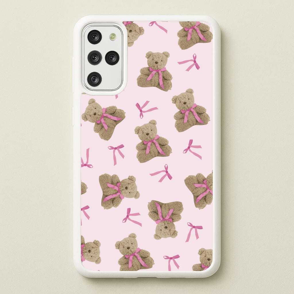Coquette Teddy Bears And Bows Pattern - Clean Girl Aesthetic Phone Case for Galaxy S20 Plus