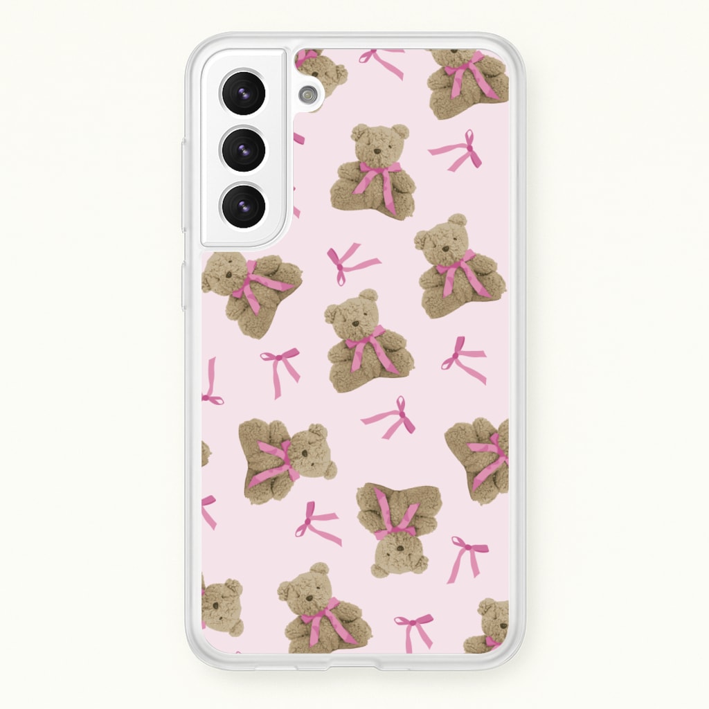 Coquette Teddy Bears And Bows Pattern - Clean Girl Aesthetic Phone Case for Galaxy S22 Plus