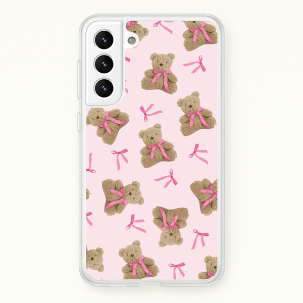 Coquette Teddy Bears And Bows Pattern - Clean Girl Aesthetic Phone Case for Galaxy S22 Plus