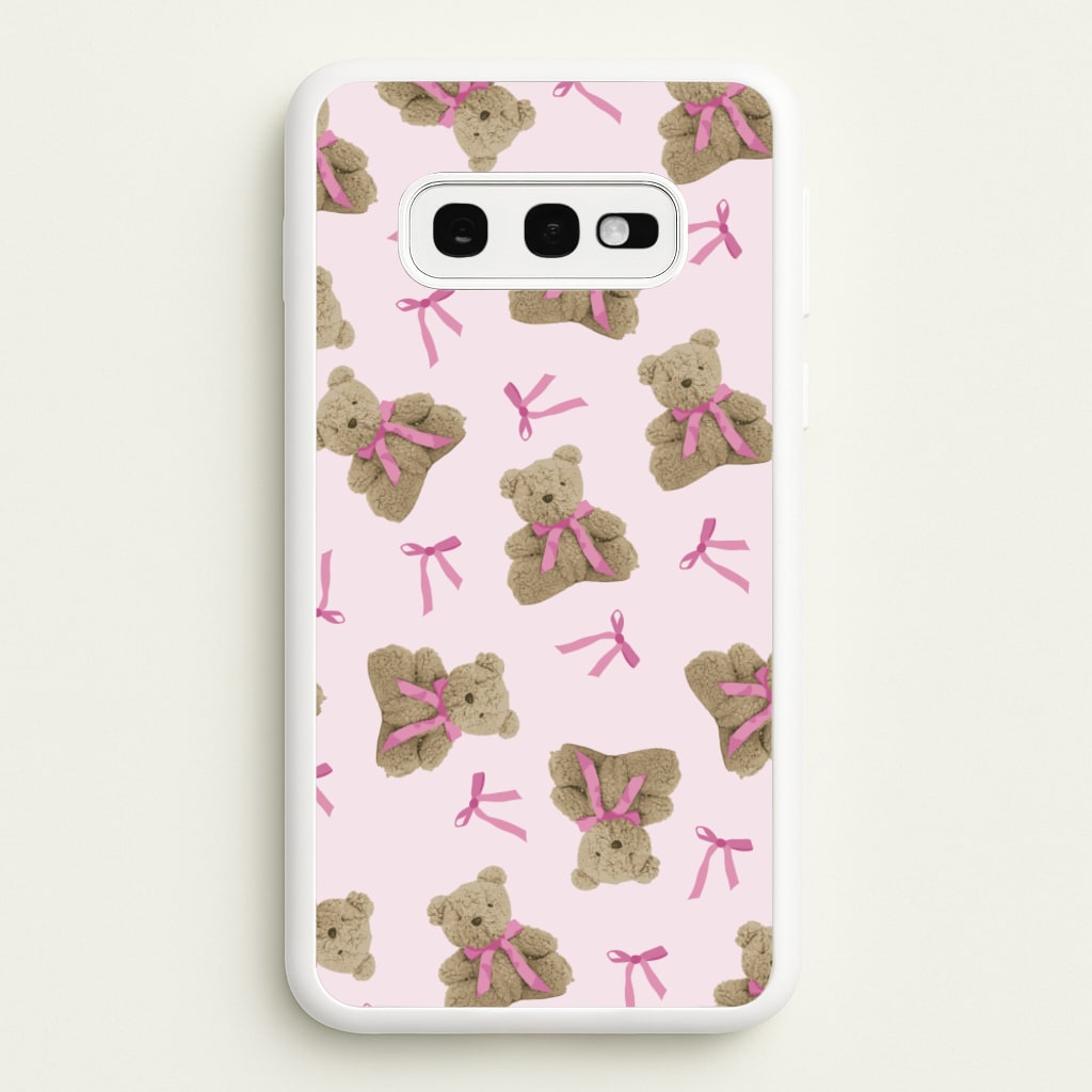 Coquette Teddy Bears And Bows Pattern - Clean Girl Aesthetic Phone Case for Galaxy S10e