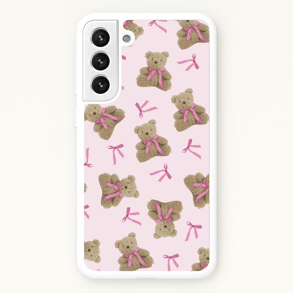 Coquette Teddy Bears And Bows Pattern - Clean Girl Aesthetic Phone Case for Galaxy S22