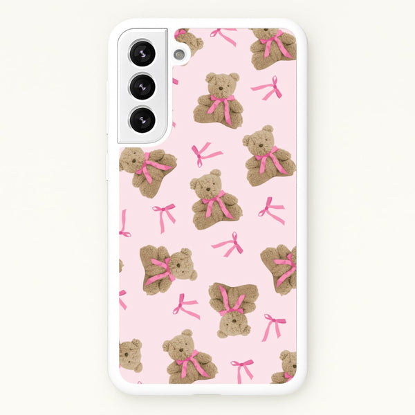 Coquette Teddy Bears And Bows Pattern - Clean Girl Aesthetic Phone Case for Galaxy S22