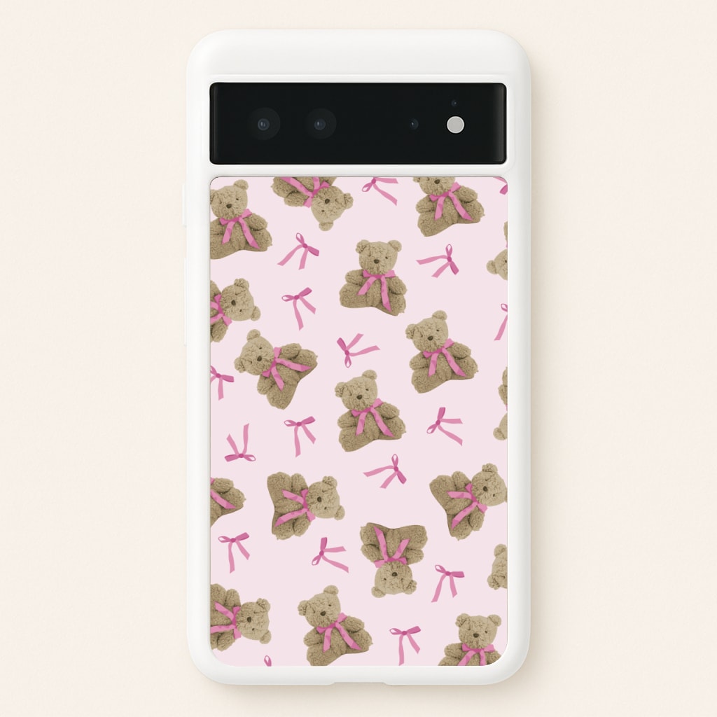 Coquette Teddy Bears And Bows Pattern - Clean Girl Aesthetic Phone Case for Google Pixel 6