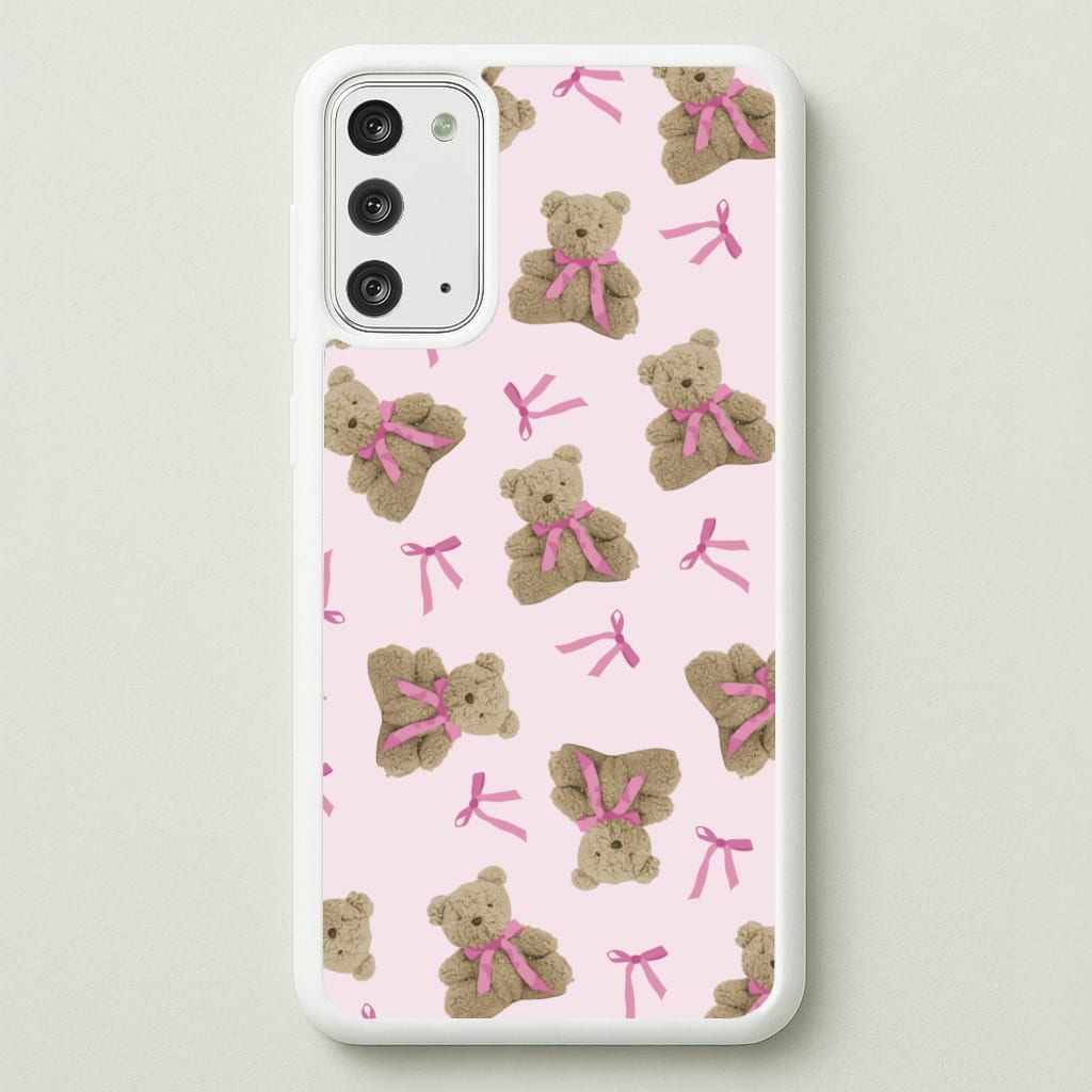 Coquette Teddy Bears And Bows Pattern - Clean Girl Aesthetic Phone Case for Galaxy Note 20