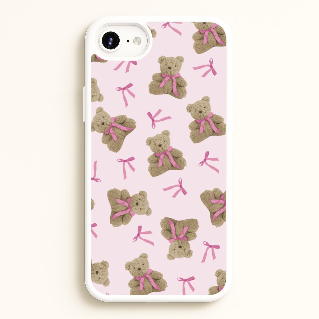 Coquette Teddy Bears And Bows Pattern - Clean Girl Aesthetic Phone Case for iPhone 6 / 7 / 8 / SE