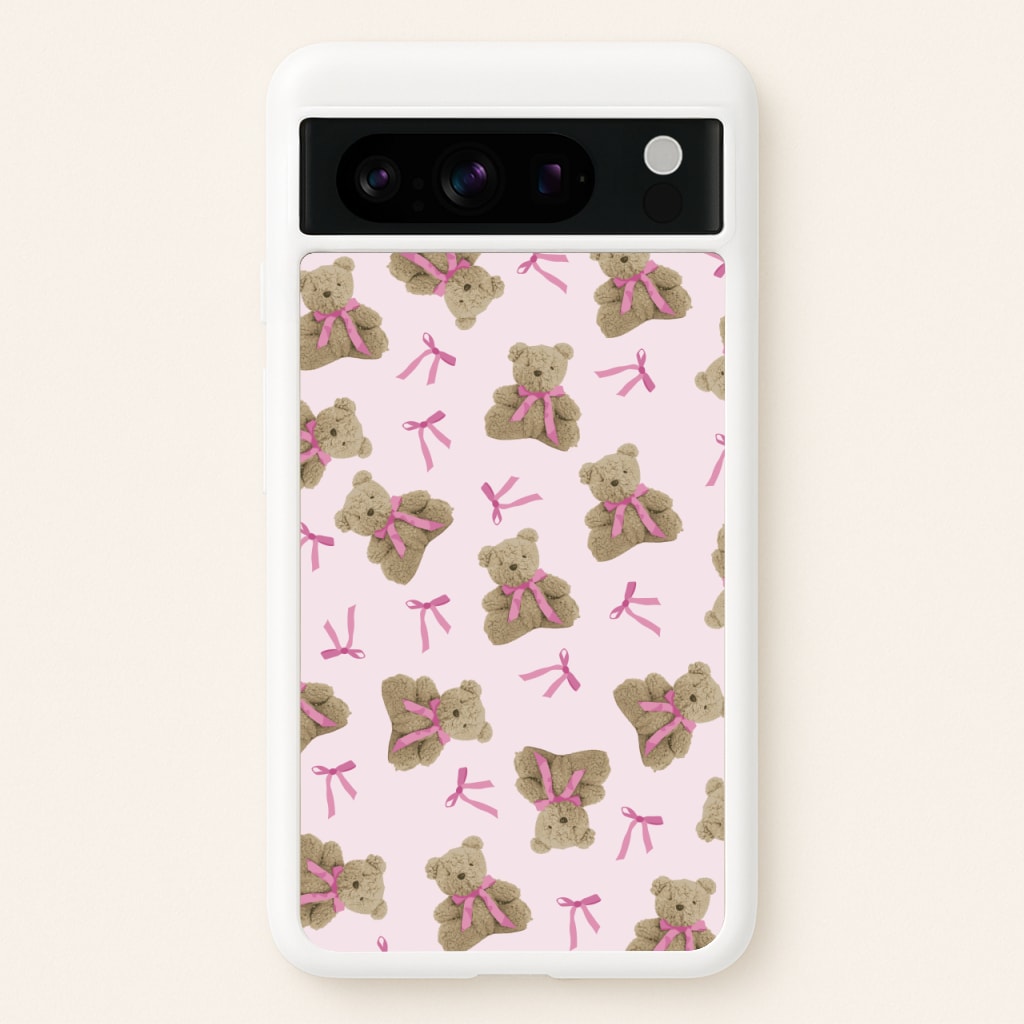 Coquette Teddy Bears And Bows Pattern - Clean Girl Aesthetic Phone Case for Google Pixel 8 Pro