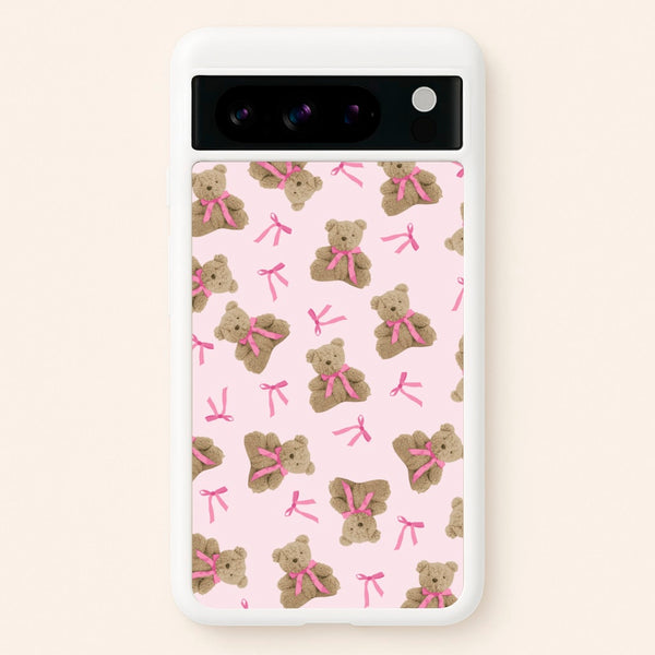 Coquette Teddy Bears And Bows Pattern - Clean Girl Aesthetic Phone Case for Google Pixel 8 Pro