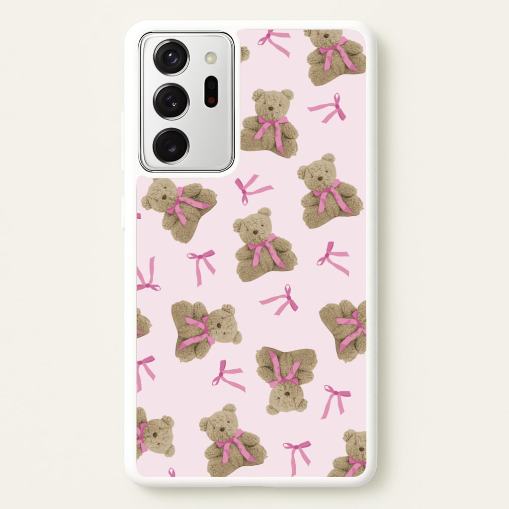 Coquette Teddy Bears And Bows Pattern - Clean Girl Aesthetic Phone Case for Galaxy Note 20 Ultra