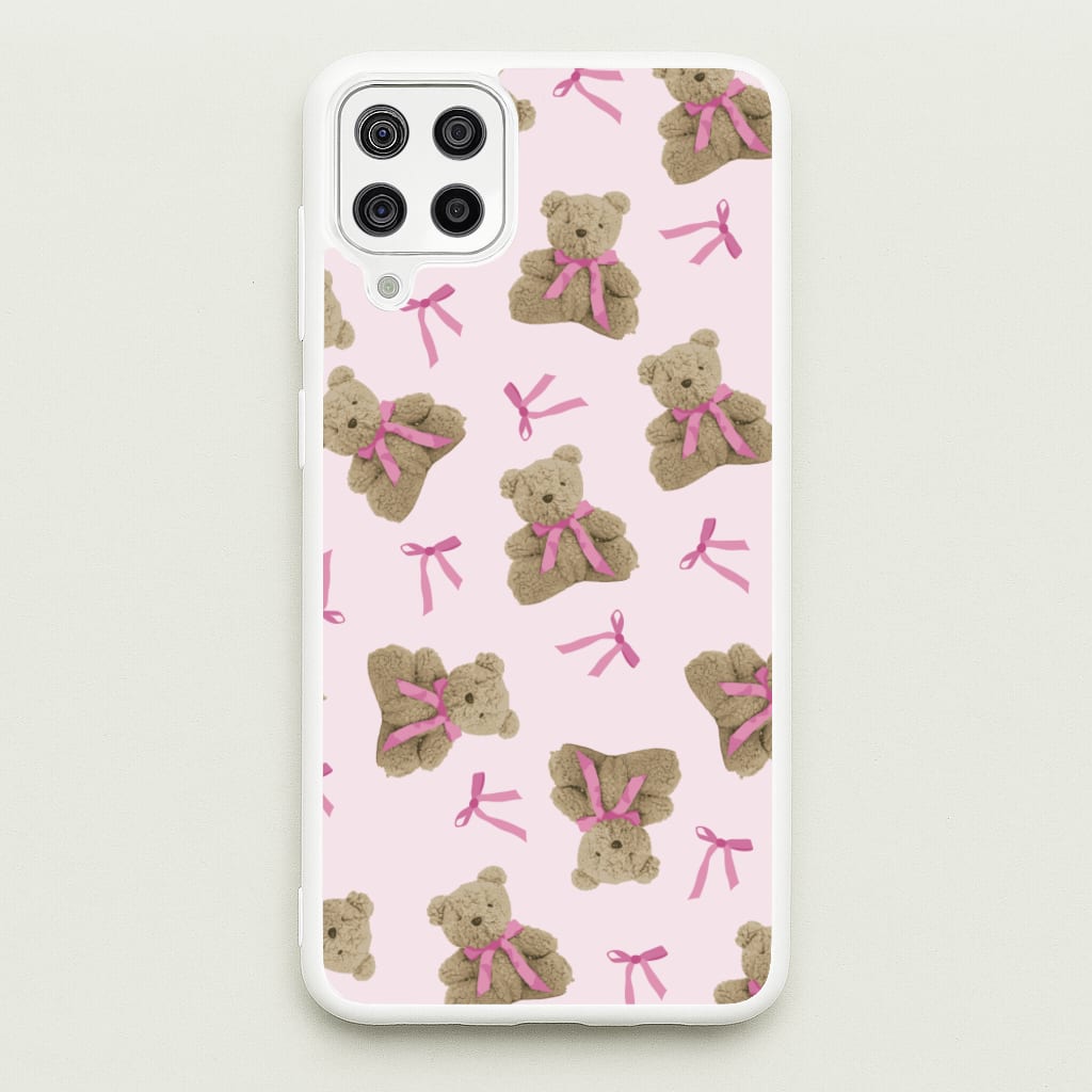 Coquette Teddy Bears And Bows Pattern - Clean Girl Aesthetic Phone Case for Galaxy A12