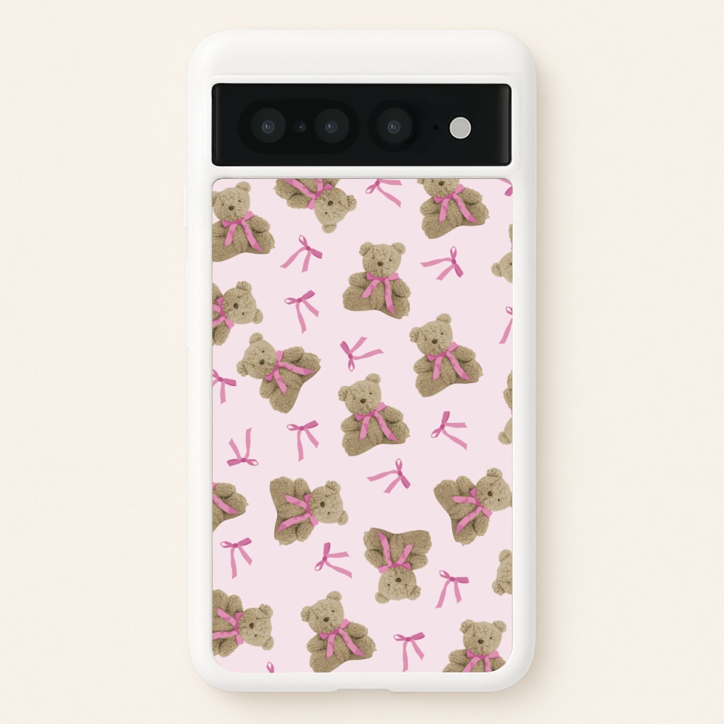 Coquette Teddy Bears And Bows Pattern - Clean Girl Aesthetic Phone Case for Google Pixel 7 Pro