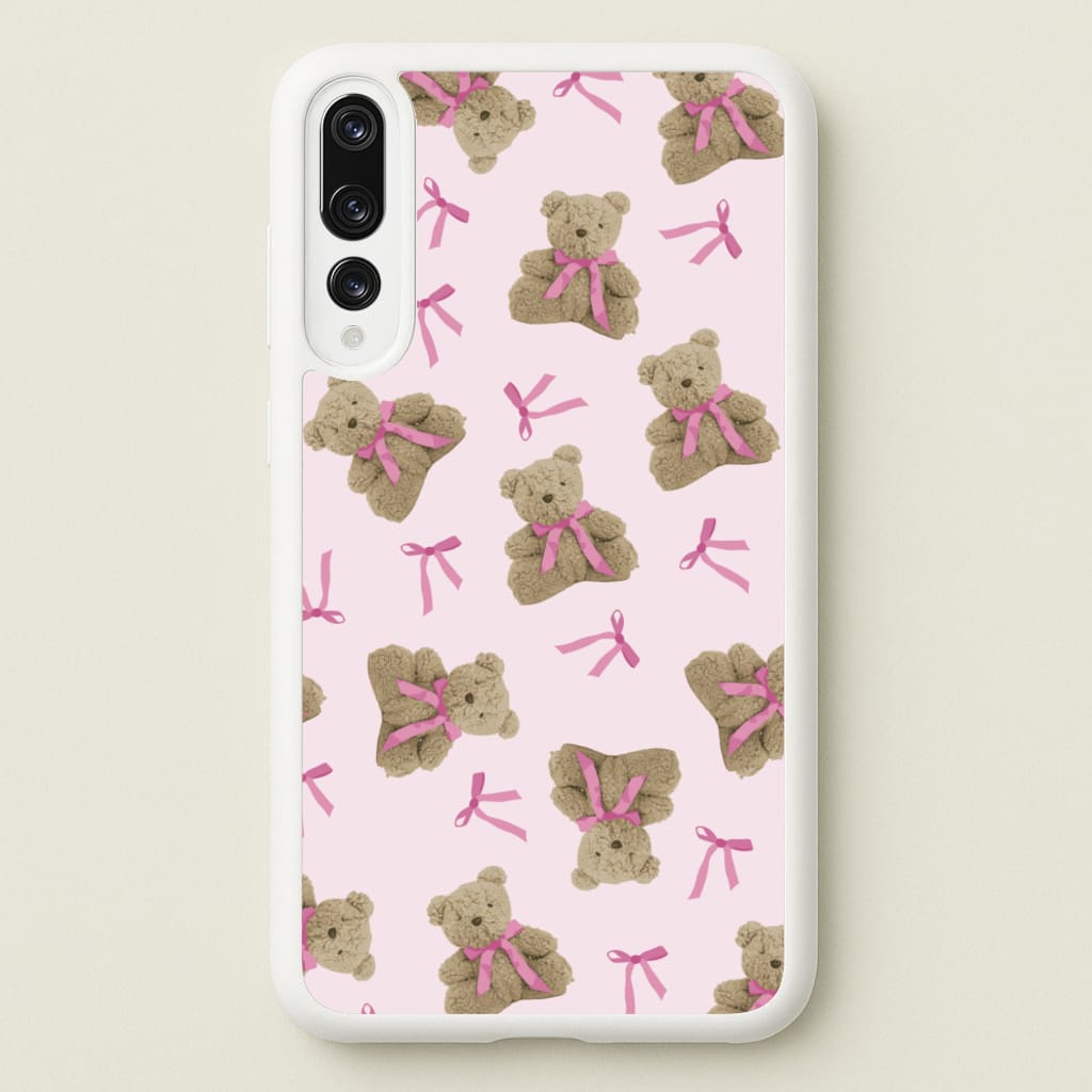 Coquette Teddy Bears And Bows Pattern - Clean Girl Aesthetic Phone Case for Huawei P20 Pro