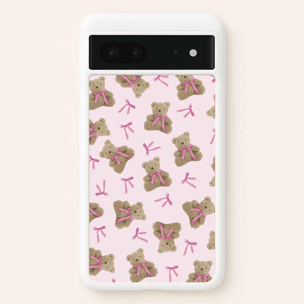 Coquette Teddy Bears And Bows Pattern - Clean Girl Aesthetic Phone Case for Google Pixel 7