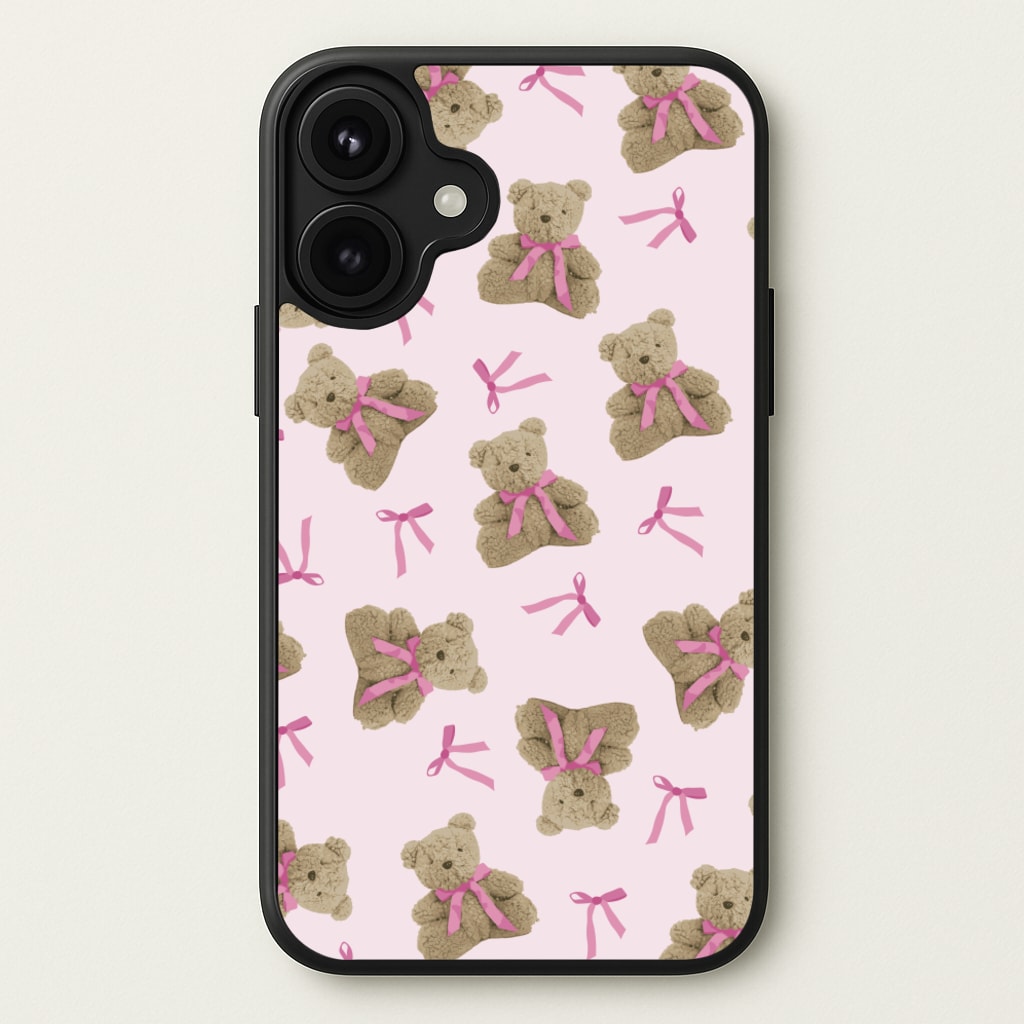Coquette Teddy Bears And Bows Pattern Phone Case for iPhone 17