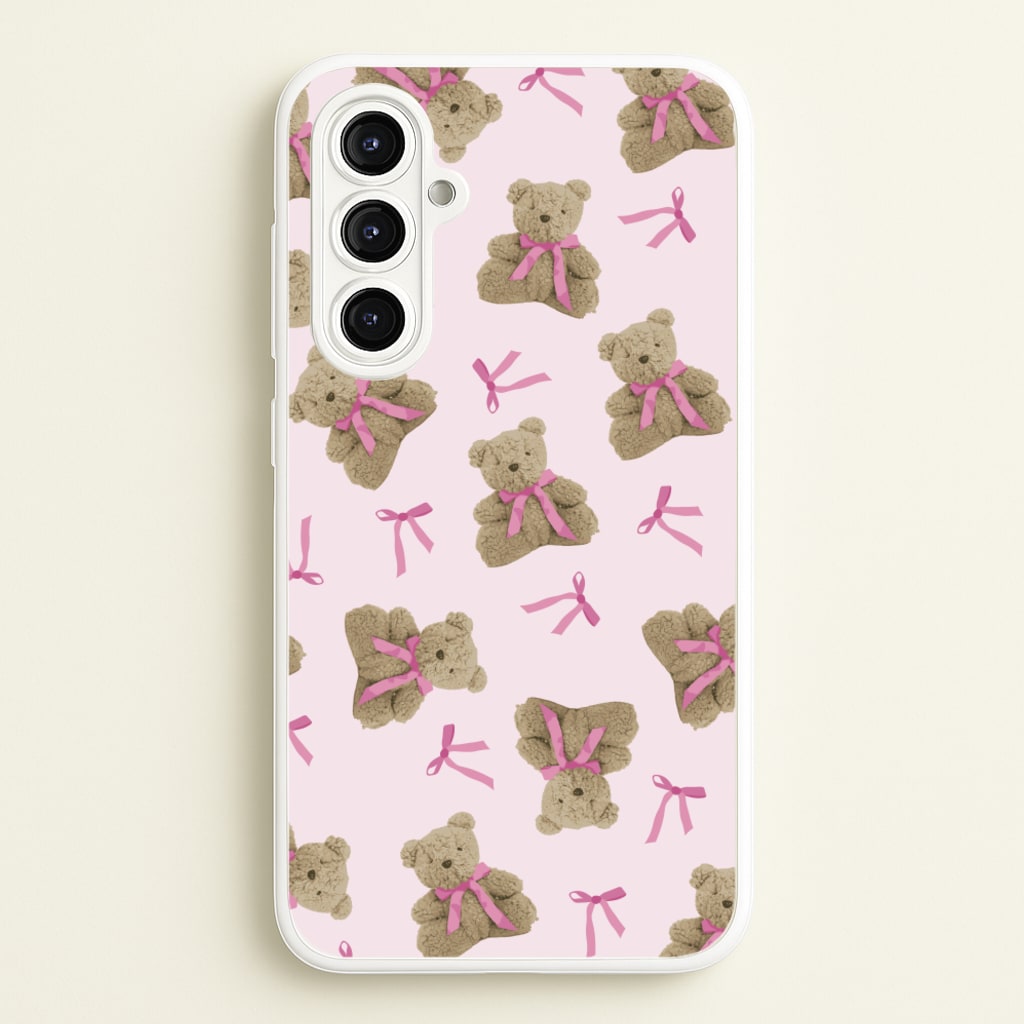 Coquette Teddy Bears And Bows Pattern - Clean Girl Aesthetic Phone Case for Galaxy A16