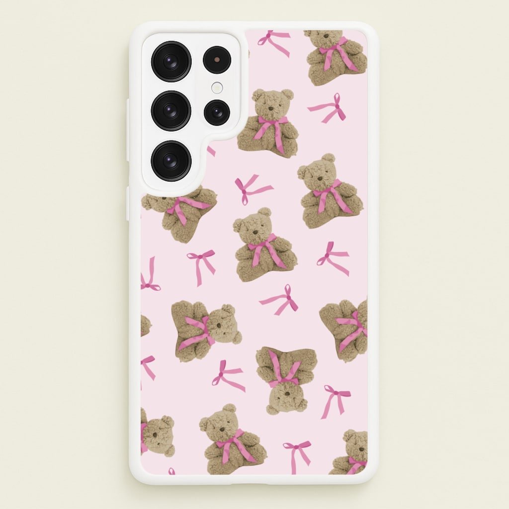 Coquette Teddy Bears And Bows Pattern - Clean Girl Aesthetic Phone Case for Galaxy S23 Ultra