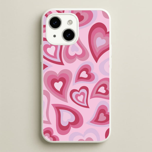Pink Hearts - Trippy Patterns - Trippy Patterns Phone Case for iPhone 15