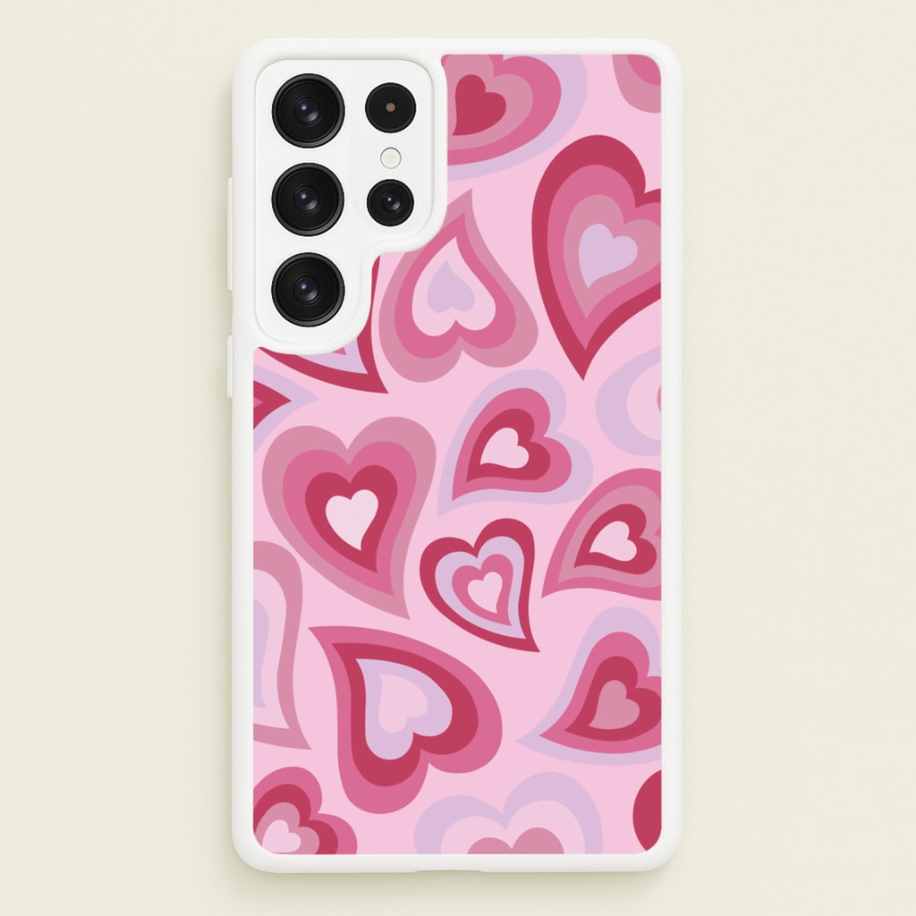 Pink Hearts - Trippy Patterns - Trippy Patterns Phone Case for Galaxy S23 Ultra