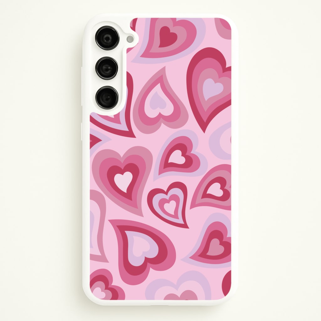 Pink Hearts - Trippy Patterns - Trippy Patterns Phone Case for Galaxy S23 Plus
