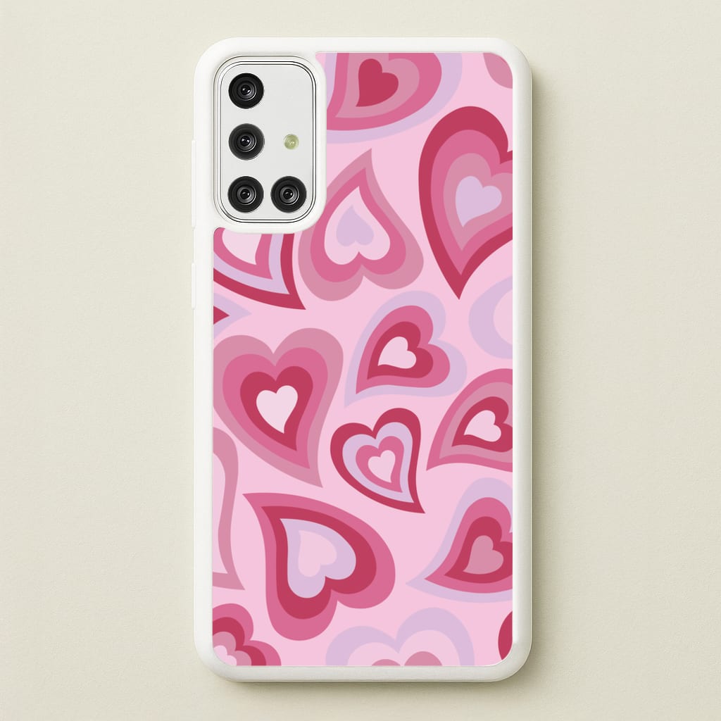 Pink Hearts - Trippy Patterns - Trippy Patterns Phone Case for Galaxy A71