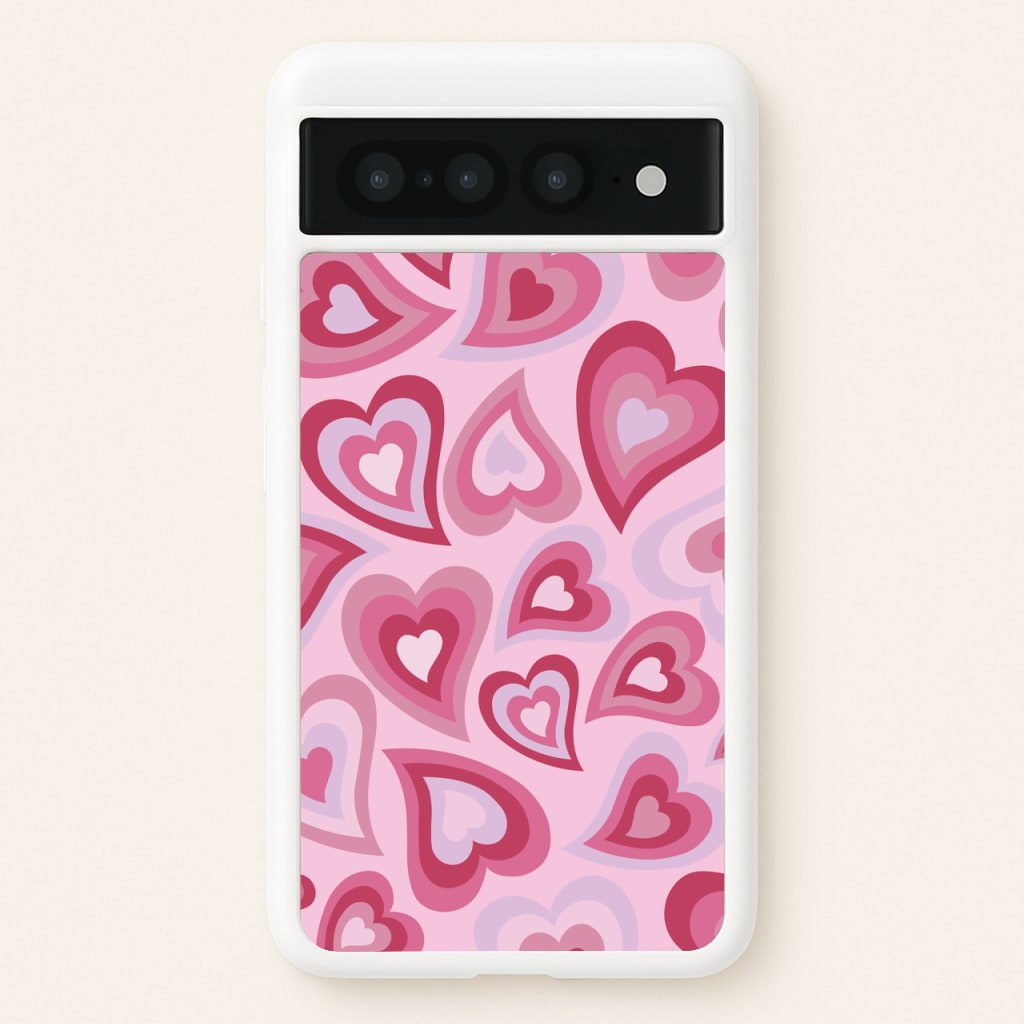 Pink Hearts - Trippy Patterns - Trippy Patterns Phone Case for Google Pixel 7 Pro