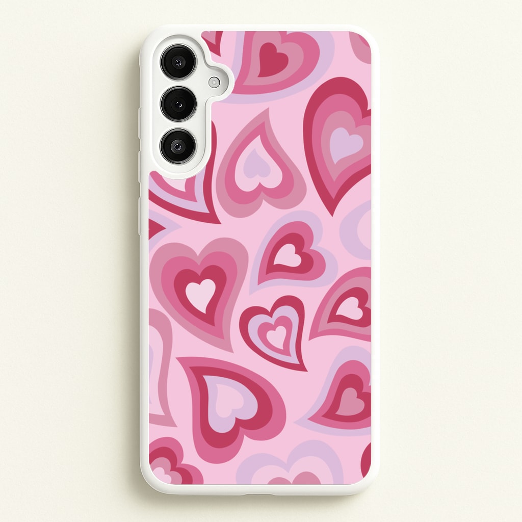 Pink Hearts - Trippy Patterns - Trippy Patterns Phone Case for Galaxy A36