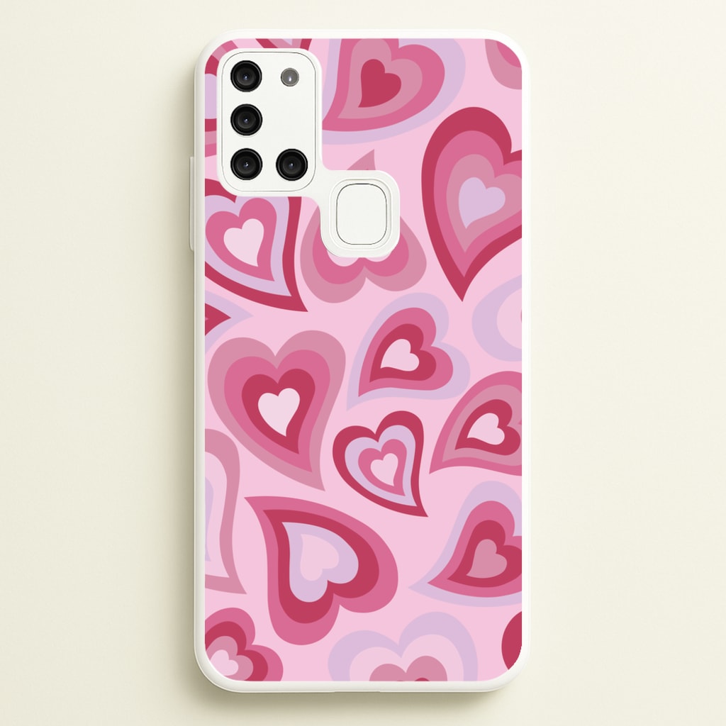 Pink Hearts - Trippy Patterns - Trippy Patterns Phone Case for Galaxy A21s