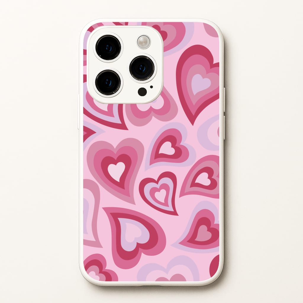 Pink Hearts - Trippy Patterns - Trippy Patterns Phone Case for iPhone 15 Pro