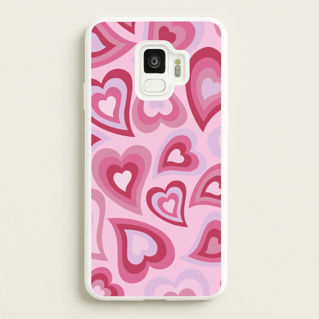 Pink Hearts - Trippy Patterns - Trippy Patterns Phone Case for Galaxy S9