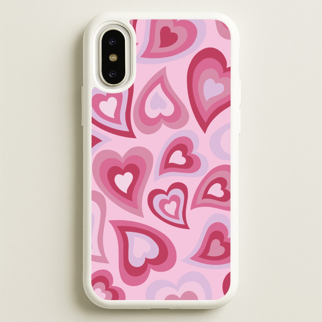 Pink Hearts - Trippy Patterns - Trippy Patterns Phone Case for iPhone X / XS