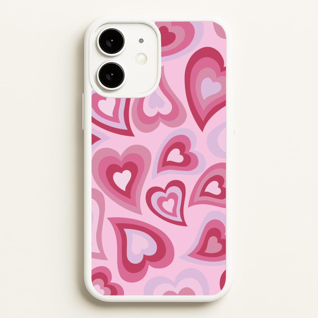 Pink Hearts - Trippy Patterns - Trippy Patterns Phone Case for iPhone 11