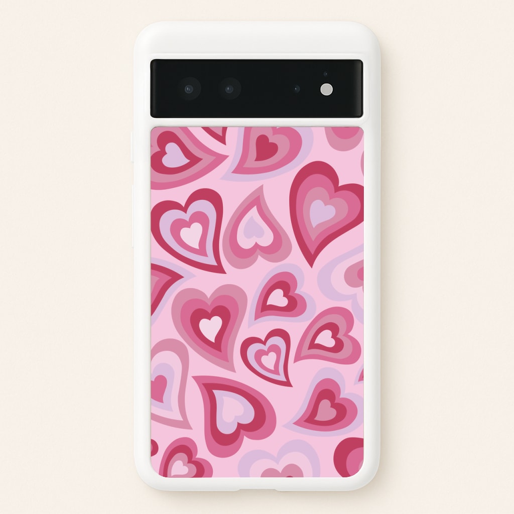 Pink Hearts - Trippy Patterns - Trippy Patterns Phone Case for Google Pixel 6