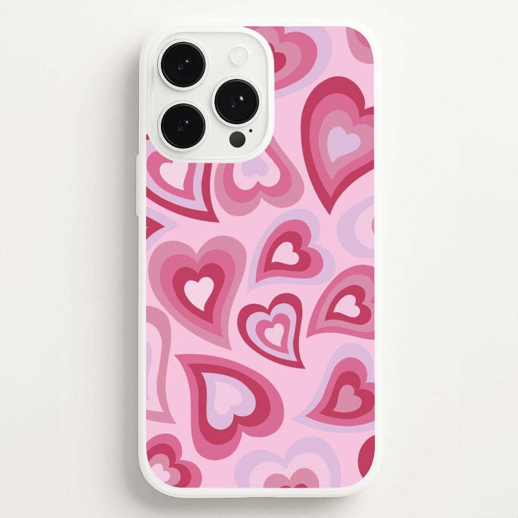 Pink Hearts - Trippy Patterns - Trippy Patterns Phone Case for iPhone 13 Pro Max