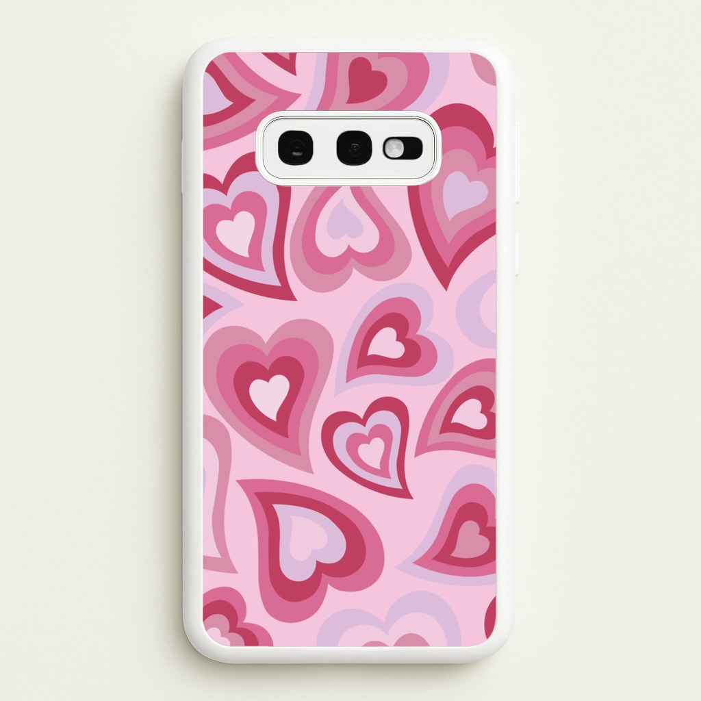 Pink Hearts - Trippy Patterns - Trippy Patterns Phone Case for Galaxy S10e